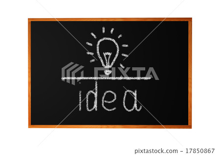 Blackboard with drawing light bulb closeup Blackboard with drawing light bulb closeup 17850867