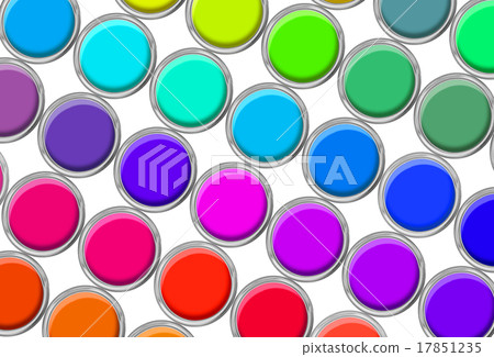 Paint cans color palette, cans opened top view Paint cans color palette, cans opened top view 17851235