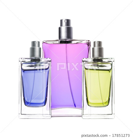 woman perfume in beautiful bottles isolated 17851273