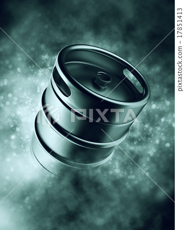 Metal beer keg in smoke with bokeh 17851413