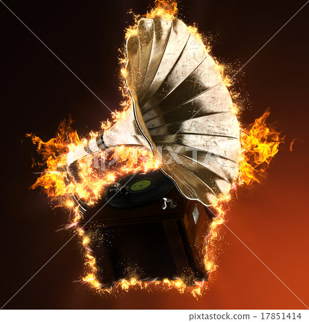 Vintage gramophone in fire Vintage gramophone in fire 17851414