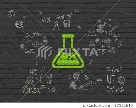 Science concept: Flask on wall background 17851610