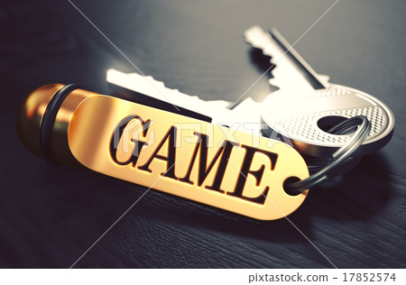 Game - Bunch of Keys with Text on Golden Keychain. Game - Bunch of Keys with Text on Golden Keychain. 17852574