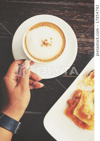 Italian lasagna with coffee cup Italian lasagna with coffee cup 17854792