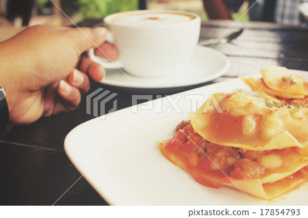 Italian lasagna with coffee cup 17854793