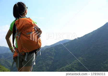 young woman hiker enjoy the beautiful landscape young woman hiker enjoy the beautiful landscape 17856311