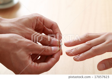 Young couple wearing an engagement ring Young couple wearing an engagement ring 17857623