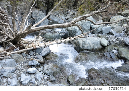 A wooden bridge over a stream 17859714