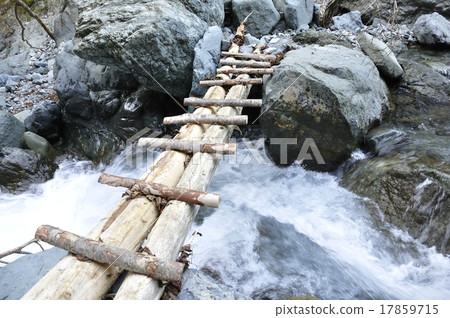 A wooden bridge over a stream 17859715