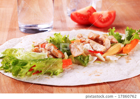 Preparing chicken wrap sandwich 17860762