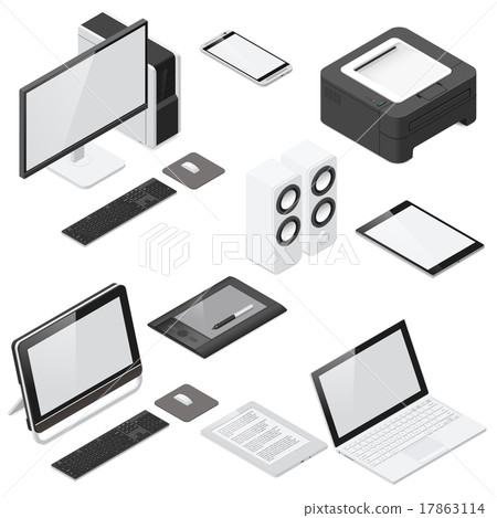 Computer and office devices isometric icon set 17863114