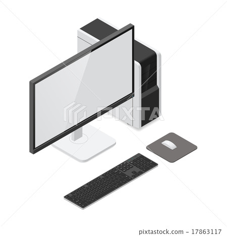 Desktop computer detailed isometric icon Desktop computer detailed isometric icon 17863117