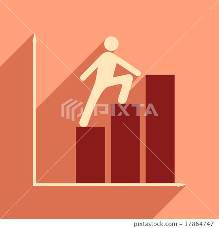 Flat with shadow icon man climbs on schedule Flat with shadow icon man climbs on schedule 17864747