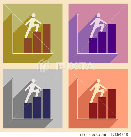 Flat with shadow concept icon man climbs on 17864748