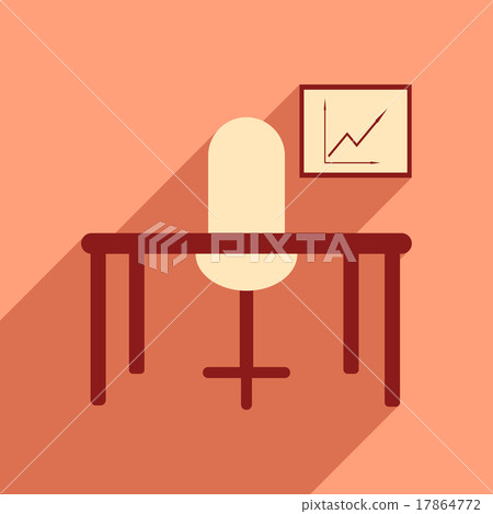 Flat with shadow icon office desk chair chart Flat with shadow icon office desk chair chart 17864772