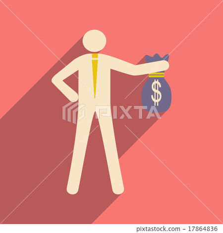 Modern flat icon with shadow man with bag of money - Stock Illustration ...