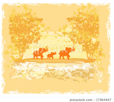 grunge background with elephant family grunge background with elephant family 17864947