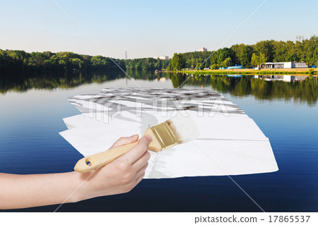 paintbrush paints ice floe in summer lake paintbrush paints ice floe in summer lake 17865537