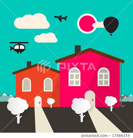 Retro Flat Design Houses Vector Retro Flat Design Houses Vector 17866159