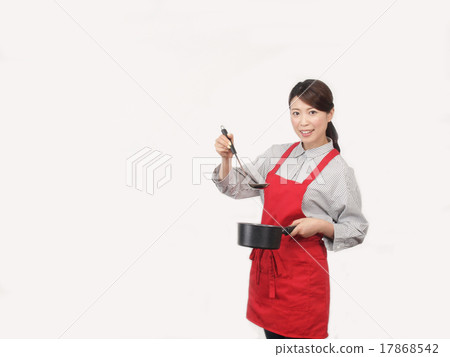 A woman with a ladle and a hot pot 17868542