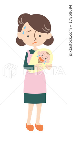 Embarrassing momma of crying baby _ warm color Embarrassing momma of crying baby _ warm color 17868694