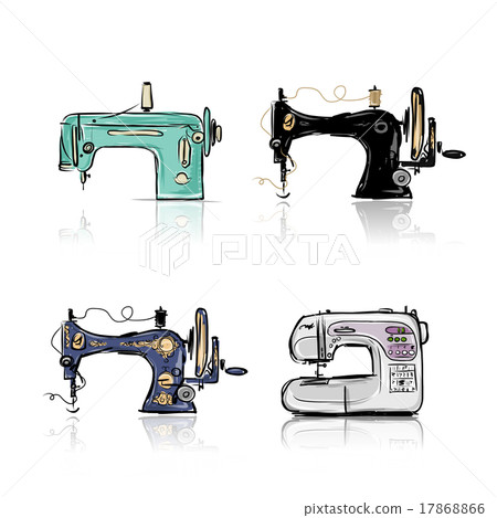 Collection of retro sewing machine, sketch for 17868866
