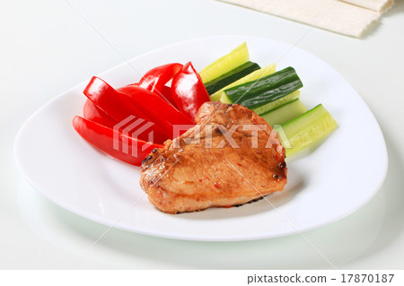 Pork cutlet with fresh vegetable sticks 17870187