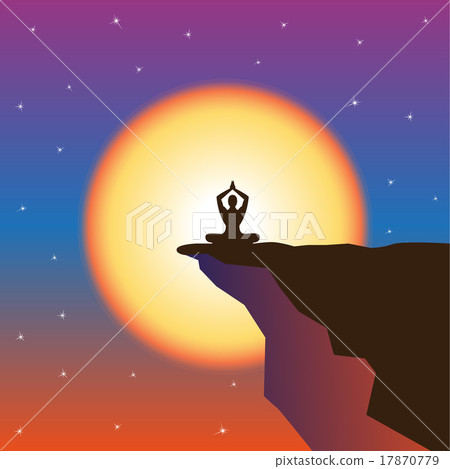 Meditation and sunset at mountain top. 17870779