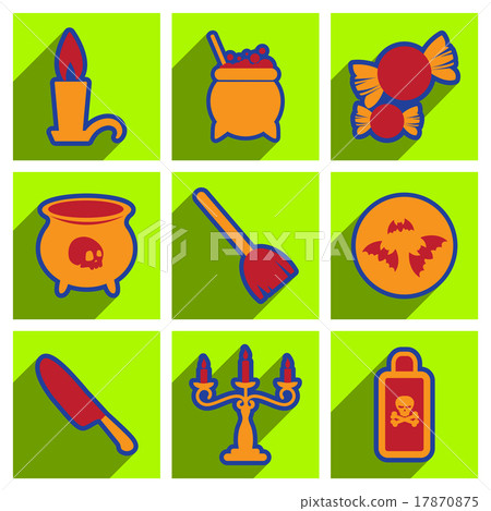 Flat with shadow concept Hallowe'en stylish icons 17870875