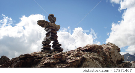 Trail Sign. Man like stone pyramid. Caucasus. 17871467
