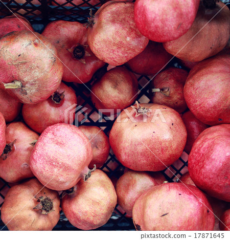 Pile pomegranates in a box. On The Lycian Way Trek Pile pomegranates in a box. On The Lycian Way Trek 17871645