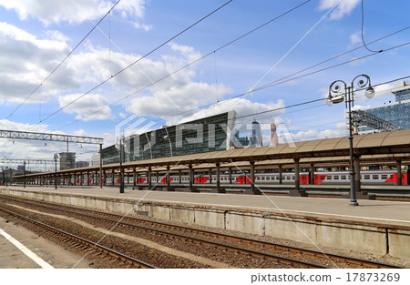 Train on Kiyevskaya railway station,Moscow, Russia 17873269
