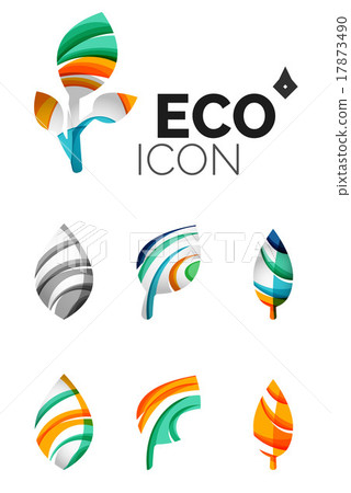 Set of abstract eco leaf icons, business logotype 17873490