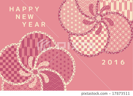 Illustration material New Year card template Tempo pink Illustration material New Year card template Tempo pink 17873511