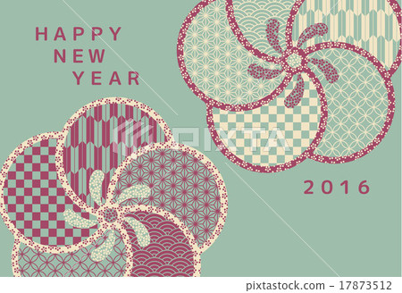 Illustration material New Year's Card template Tenmei Blue Illustration material New Year's Card template Tenmei Blue 17873512