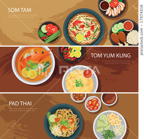 thai food web banner flat design.som tam 17874816