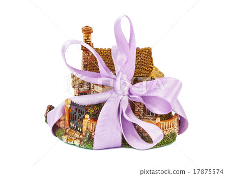 Toy house with bow as gift Toy house with bow as gift 17875574