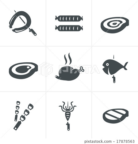 Grill and barbecue related vector icons set 17878563
