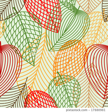 Outline autumnal leaves seamless pattern 17880981