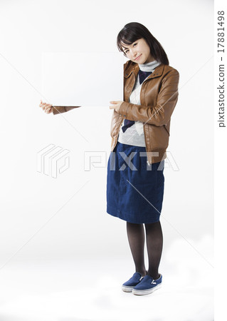 Female finger pointing pose 17881498