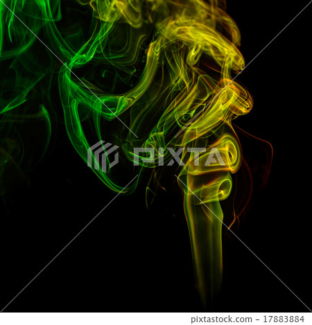 Abstract yellow green smoke from aromatic sticks Abstract yellow green smoke from aromatic sticks 17883884