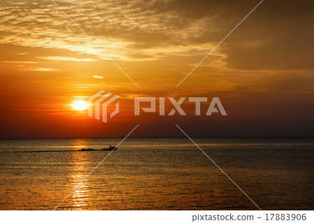Silhouette of a man on a jet ski in sea at sunset. Silhouette of a man on a jet ski in sea at sunset. 17883906