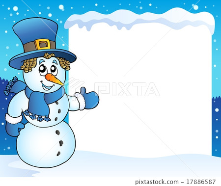 Frame with snowman topic 3 17886587