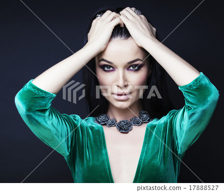 young pretty brunett woman dressed stylish in fur 17888527