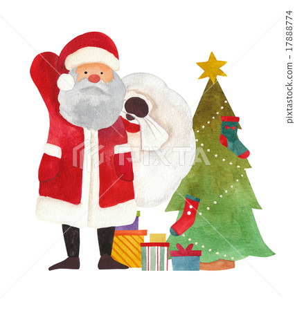 Santa, a tree and a present Santa, a tree and a present 17888774