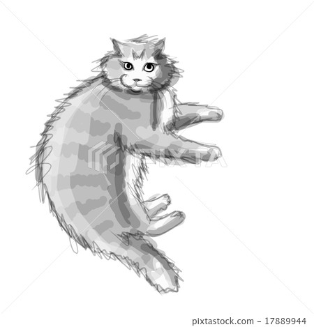 Cute grey cat, sketch for your design 17889944
