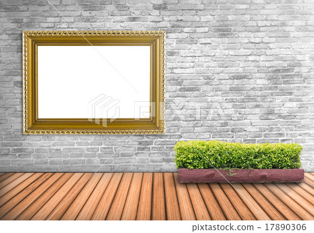 Blank frame bronze vintage on a concrete wall. Blank frame bronze vintage on a concrete wall. 17890306