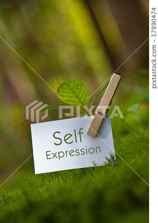 The word "Self Expression" with a seedling The word "Self Expression" with a seedling 17890474