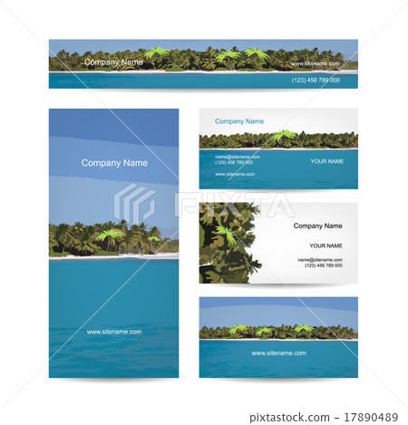Business cards design, tropical island Business cards design, tropical island 17890489