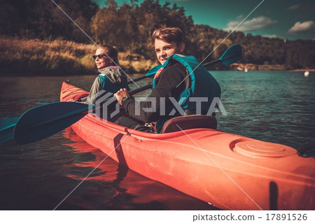 Happy couple on a kayaks 17891526